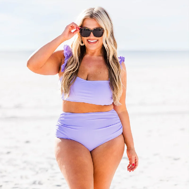 Push - up women swimwear to enhance the bust for a more confident beach lookBeach Trip Swim Bottom, Lavender