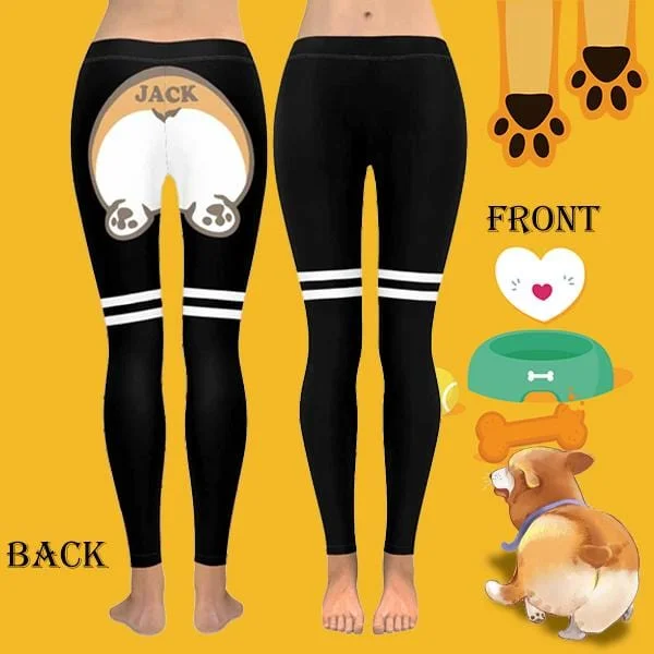 Sheer - panel women leggings for a sexy and alluring lookCustom Name Corgis Butt Line All-Over Low Rise Leggings Funny Design Custom Printed Leggings