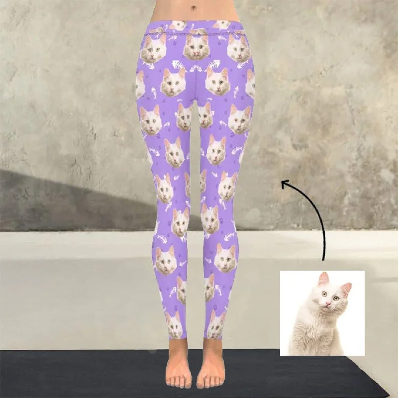 Ankle - length women leggings to pair with boots in fallYesCustom Custom Cat Face Low Rise Leggings