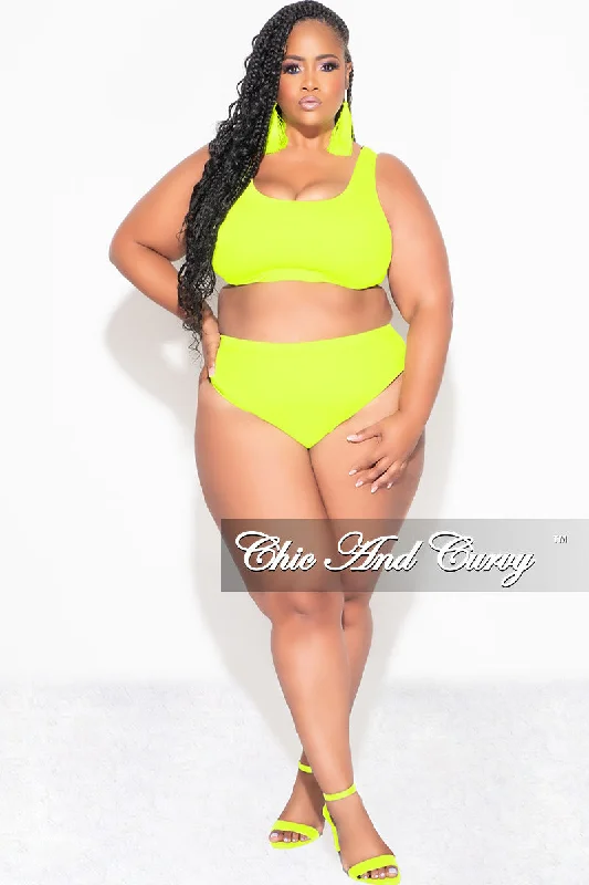 High - performance women swimwear with quick - drying fabric for active swimmersFinal Sale Plus Size Bikini Set in Neon Yellow