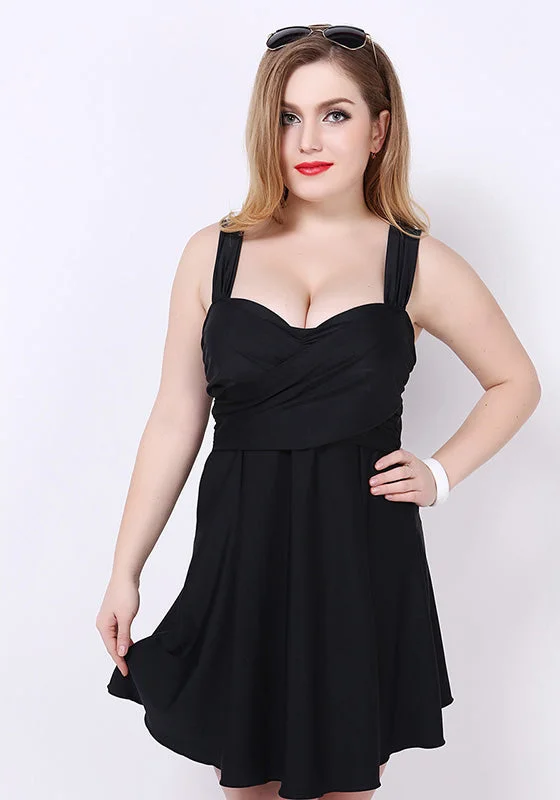 High - waisted women swimwear for a retro and flattering lookAdiuvo Backless Solid Swim Dress