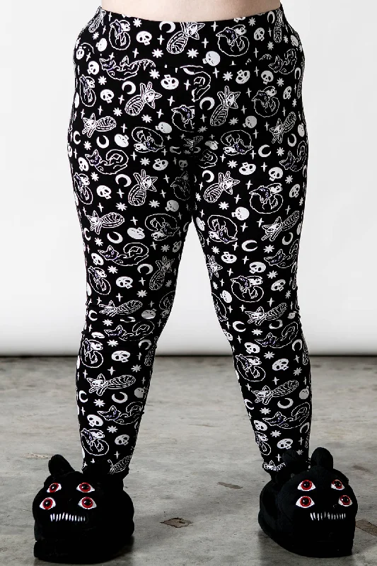 Printed floral women leggings for a feminine and eye - catching lookPurr Off Lounge Leggings [B] [PLUS]