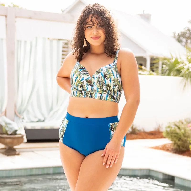 Monokini women swimwear with a unique one - piece - meets - bikini designYou, Me And The Sea Swim Top, Blue Floral