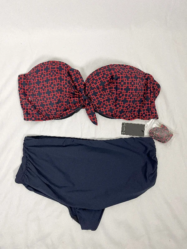 Plus - size women swimwear with full - coverage bottoms for comfort and confidenceeloquii Size 26/28 Navy & Red Geometric Swimsuit NWT