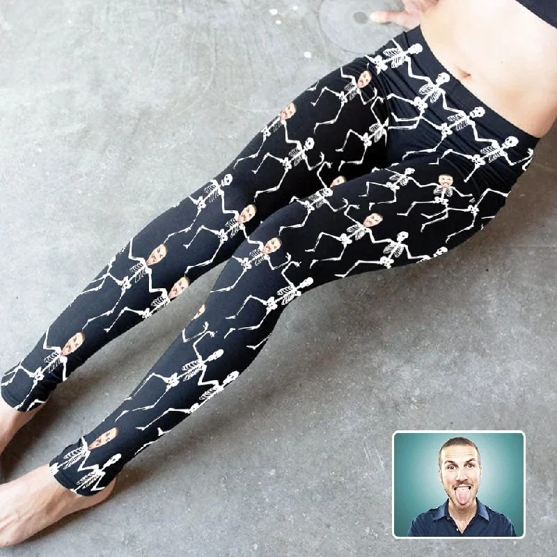 Ripped women leggings for a trendy and rebellious fashion statementCustom Face Little skeleton All-Over Low Rise Leggings