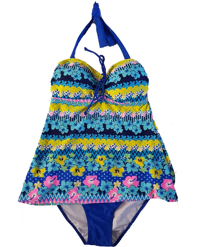 High - waisted women swimwear for a retro and flattering lookEloura Tankini - Blue 12 14 16 18