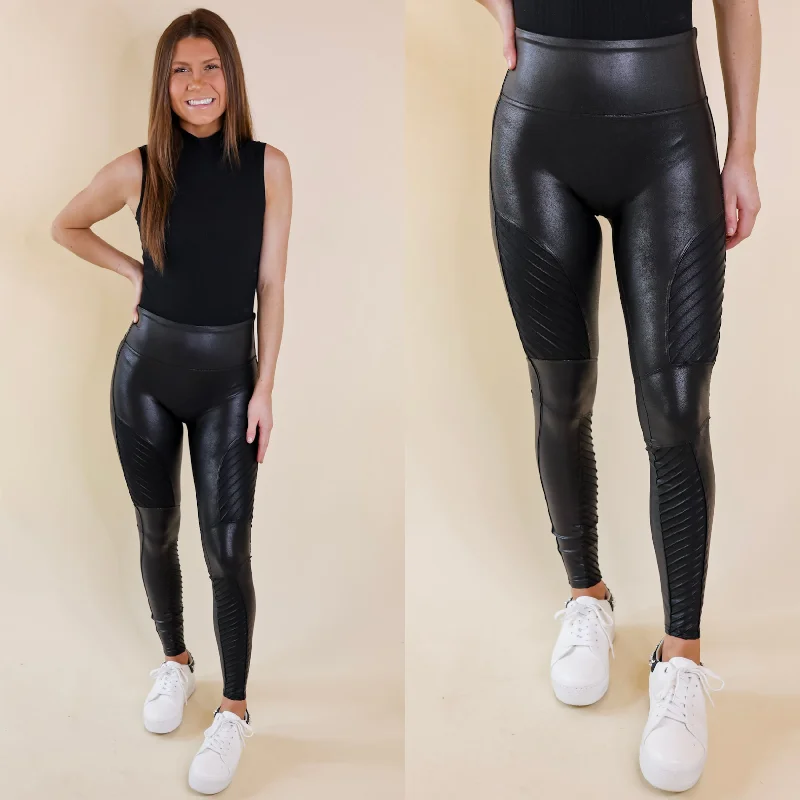 Bootcut women leggings for a unique and flattering silhouetteSPANX | Faux Leather Moto Leggings in Black