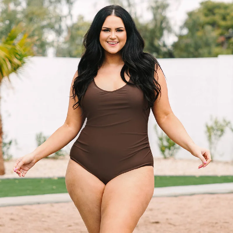 Maternity women swimwear for expecting mothers to enjoy the water comfortablyMeet You At The Lake Swimsuit, Brown