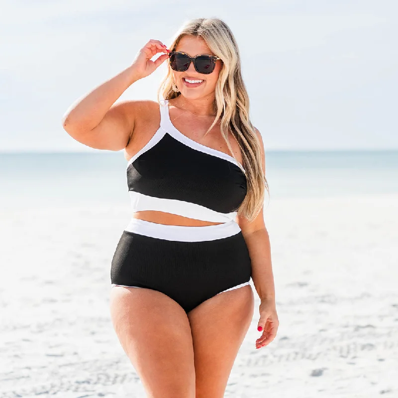 Push - up women swimwear to enhance the bust for a more confident beach lookSplash At The Beach Bottom, Black