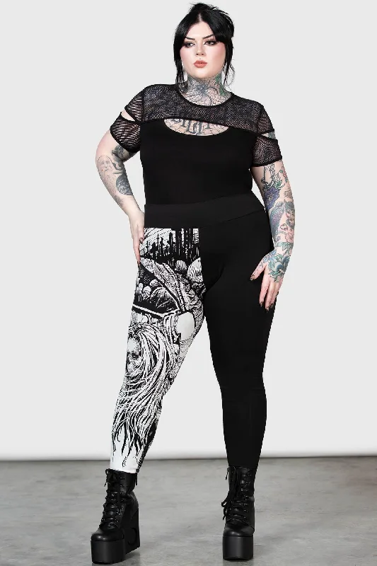 Patterned geometric women leggings for a modern and stylish appearanceHorned God Leggings [PLUS]