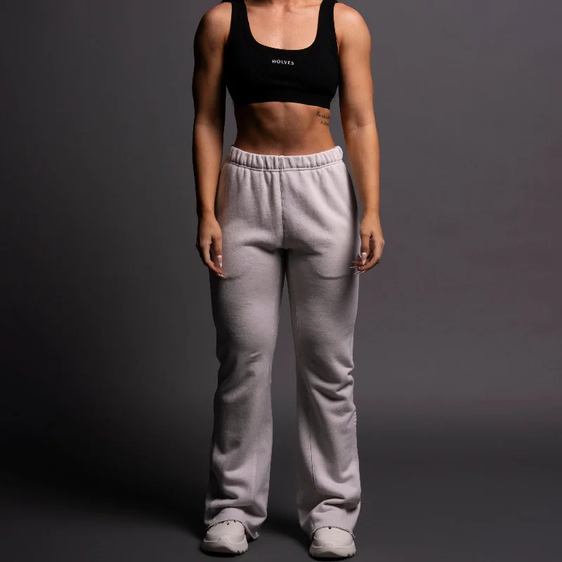 Belted women leggings for a defined waist and added styleDual She Flare Sweat Pants in Stone