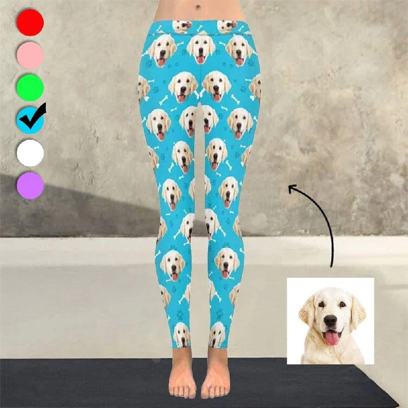 Ripped women leggings for a trendy and rebellious fashion statementCustom Dog Face Low Rise Leggings Multiple Colors Custom Printed Leggings