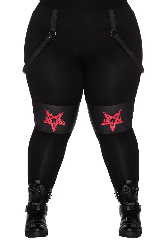 Belted women leggings for a defined waist and added styleBloodpact Leggings [PLUS]