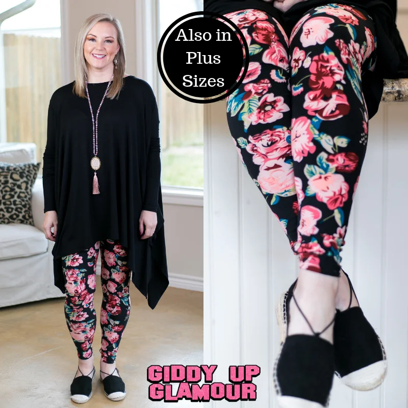 High - waisted women leggings for a tummy - control and flattering fitThis Is The Life Floral Print Leggings in Pink