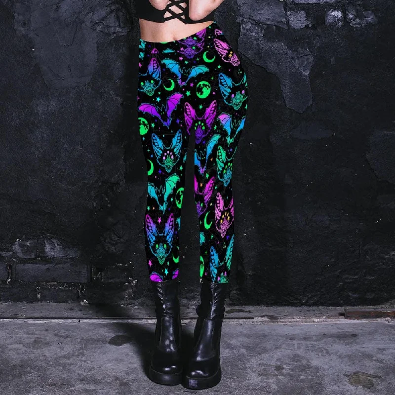 Jegging - style women leggings combining jeans look and leggings comfortWomen's Fluorescent Bat All-Over Low Rise Leggings