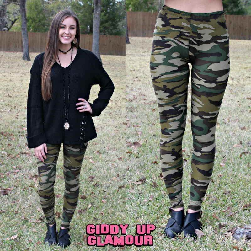 Metallic - finish women leggings for a glamorous and shiny outfitCamo Cutie Super Soft Camouflage Leggings