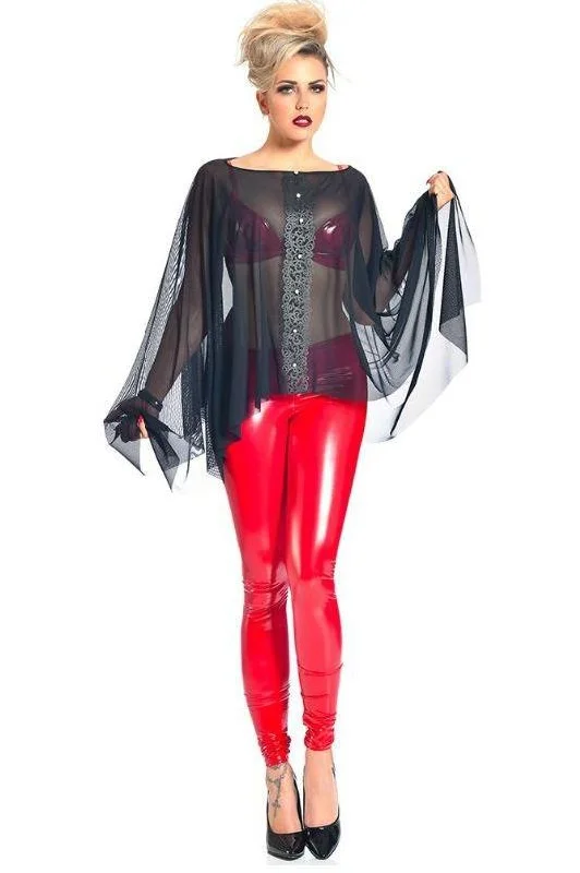 Leather - look women leggings for a bold and edgy styleVera Leggings Pants | Red Vinyl