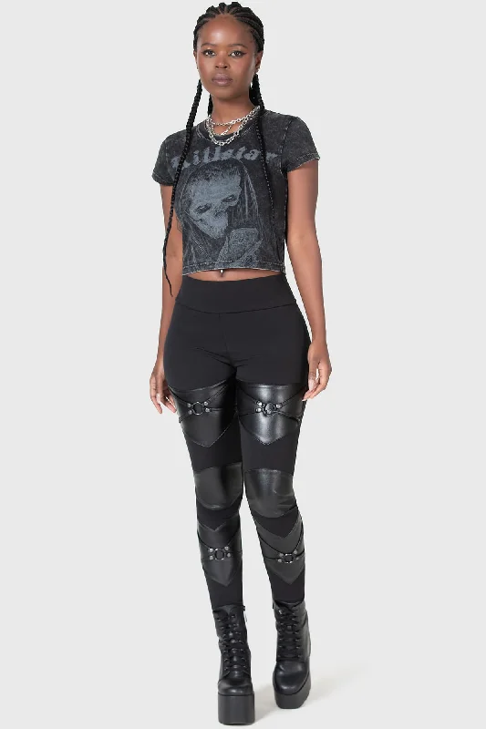 Belted women leggings for a defined waist and added styleNight Demon Leggings