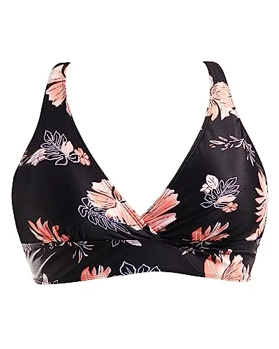 Printed floral women swimwear for a feminine and colorful beach vibeFull Coverage Sport Bra Large Bust Swim Top