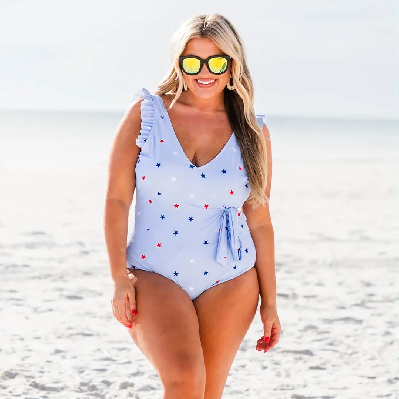 Neon - colored women swimwear to stand out on the beachBeach Bliss Swimsuit, Blue Star