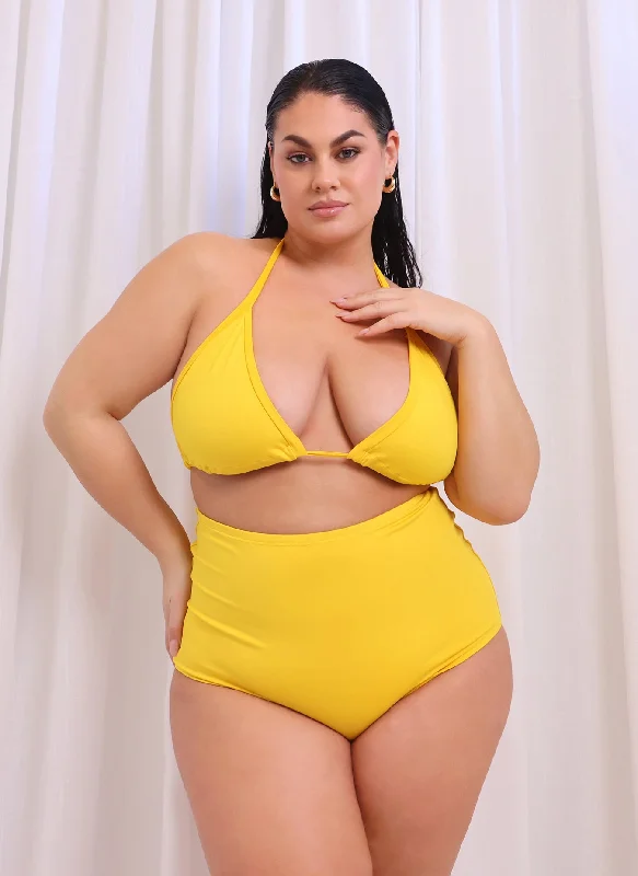 High - waisted women swimwear for a retro and flattering lookEssential Triangle Swim Top - Yellow