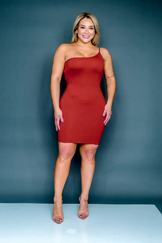 Halter Neck Women Dress to Show Off the Shoulders and NecklinePlus Size One Shoulder Spaghetti Strap Bodycon Midi Dress* (CD54238P)