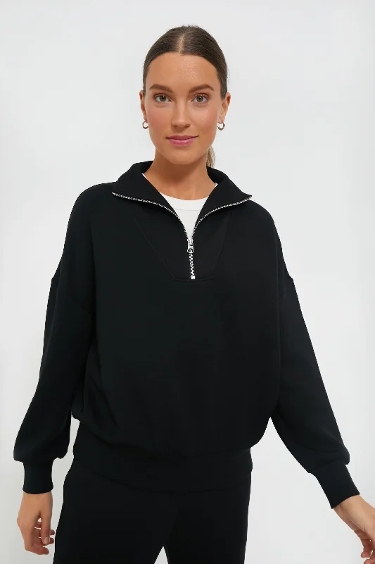 V - Neck Women Sweater to Elongate the NecklineBlack Hawley Half Zip Sweater