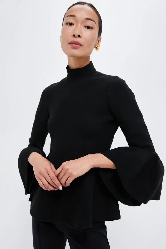 Mock - Neck Women Sweater for a Modern TwistBlack Knit Isabella Top