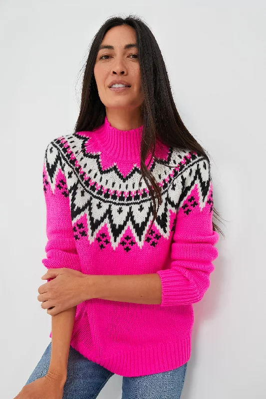 Hand - Knitted Women Sweater with Artisanal CharmBright Pink Kienna Sweater