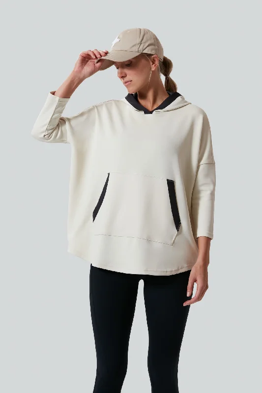 Striped Women Sweater with a Timeless PatternCream Hooded Eden Sweatshirt