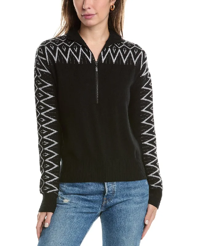 Oversized Women Sweater for a Cozy and Fashionable LookForte Cashmere Alpine 1/2-Zip Mock Cashmere Sweater