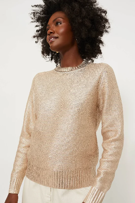 Striped Women Sweater with a Timeless PatternGold Metallic Vienna Sweater