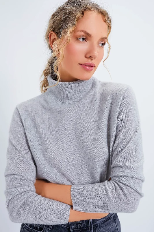 Striped Women Sweater with a Timeless PatternGray Cashmere Turtleneck Sweater