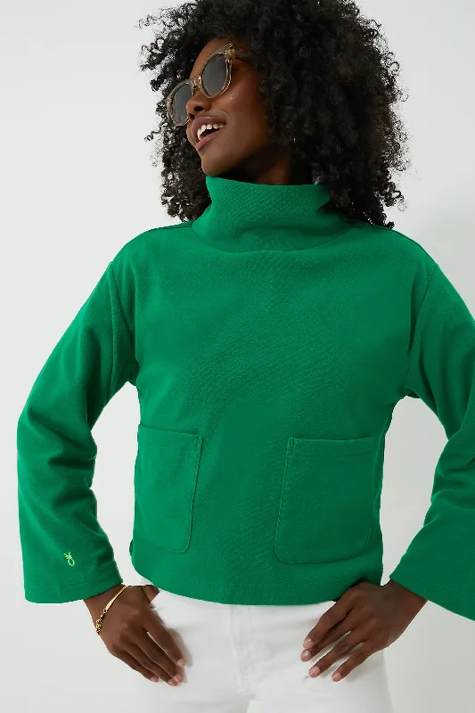 Striped Women Sweater with a Timeless PatternGreen Crosby Terry Turtleneck