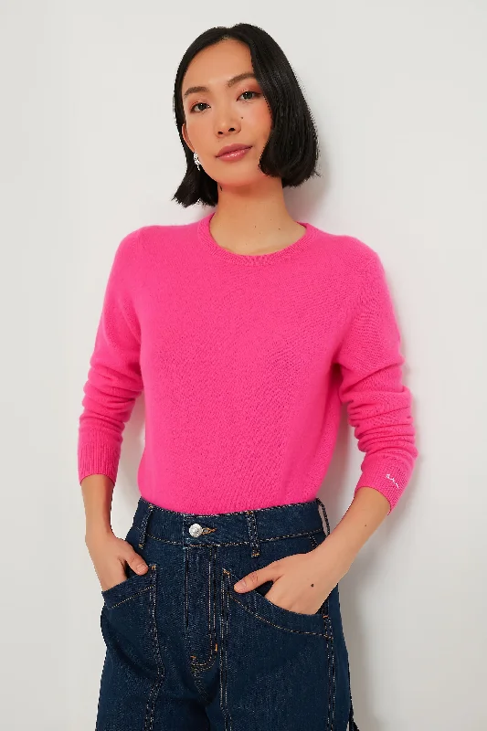 Oversized Women Sweater for a Cozy and Fashionable LookHot Pink Cashmere Crewneck Sweater