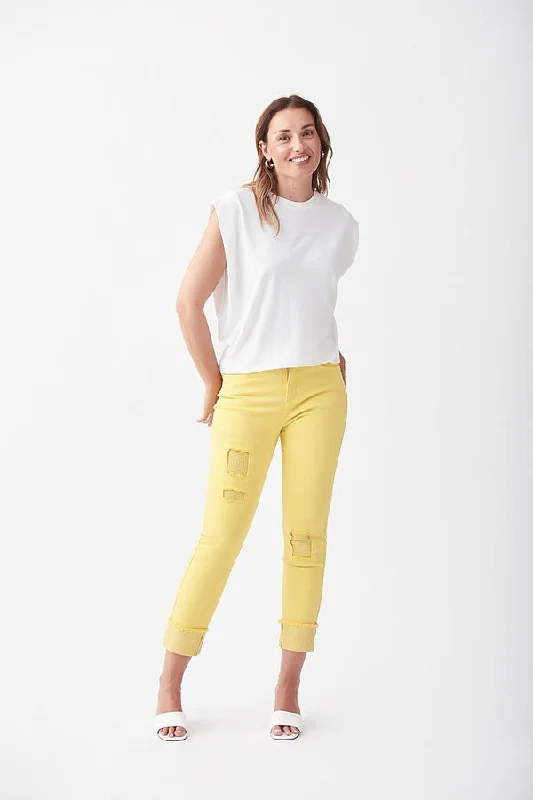 Organic Cotton Women Sweater for an Eco - Friendly ChoiceJoseph Ribkoff Yellow Ankle Pants