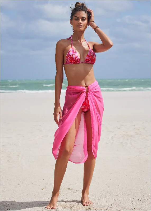 Open - Front Women Sweater for Easy LayeringSarong - Hot Pink