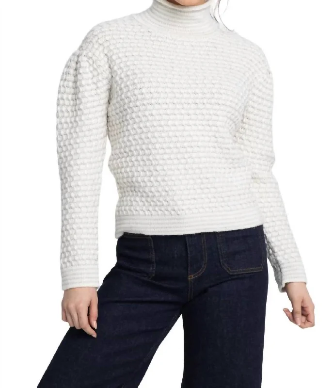 Open - Front Women Sweater for Easy LayeringLurex Funnel Sweater In Ivory