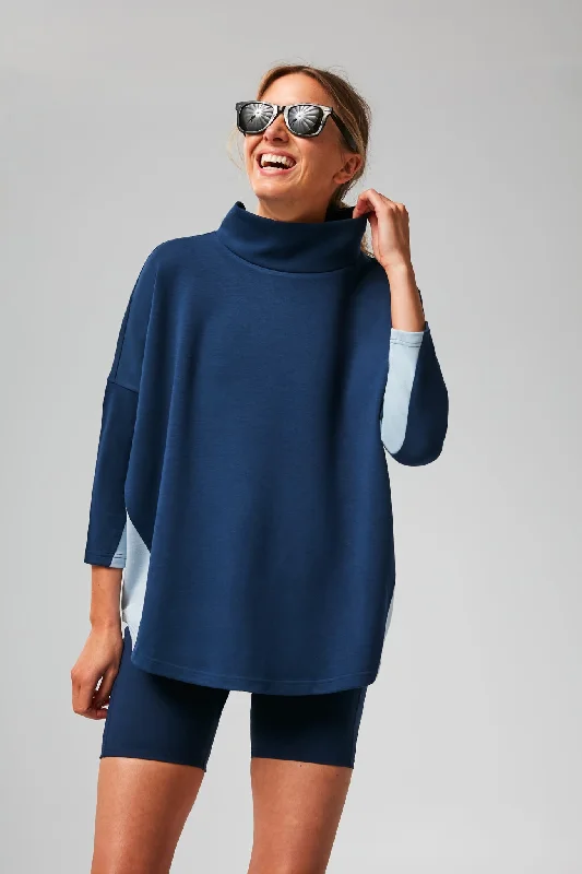 Plus - Size Women Sweater with a Flattering FitNavy and Breezy Blue Ally Swing Sweatshirt