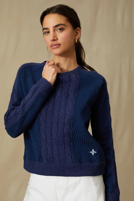 Striped Women Sweater with a Timeless PatternNavy Cable Knit Reid Sweatshirt