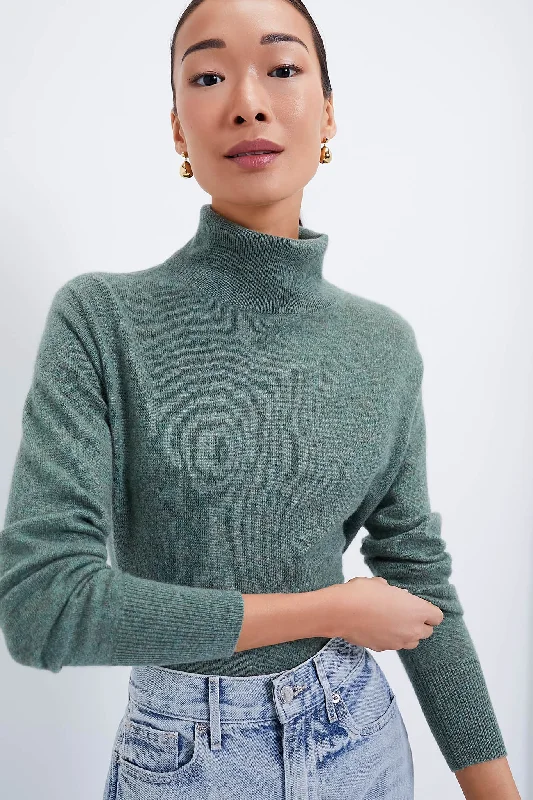 Color - Blocked Women Sweater for a Bold Fashion StatementPine Green Cashmere Turtleneck Sweater