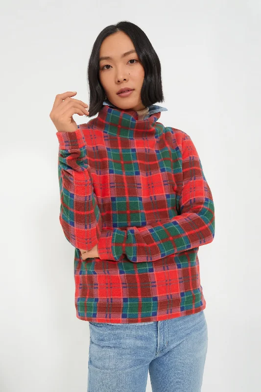 Chunky Knit Women Sweater for Winter WarmthRed Tartan Plaid Park Slope