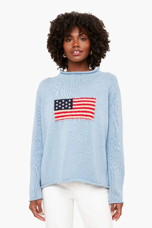 Hooded Women Sweater for Added Comfort and StyleSlate Blue Americana Sweater