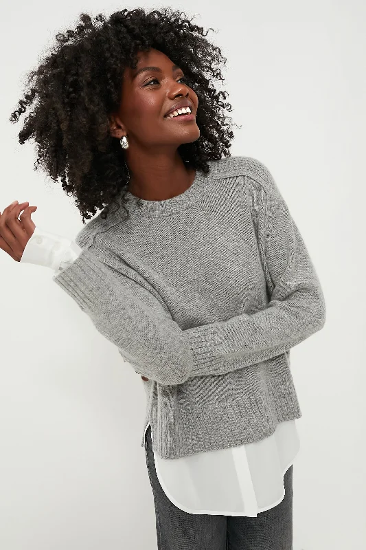 Lightweight Women Sweater for Spring and FallSterling Melange Parson Crew Looker Sweater