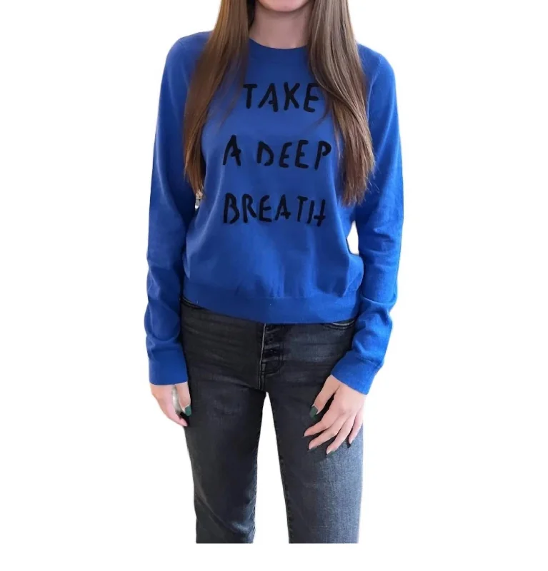 Mock - Neck Women Sweater for a Modern TwistTake A Deep Breath Sweater In Blue