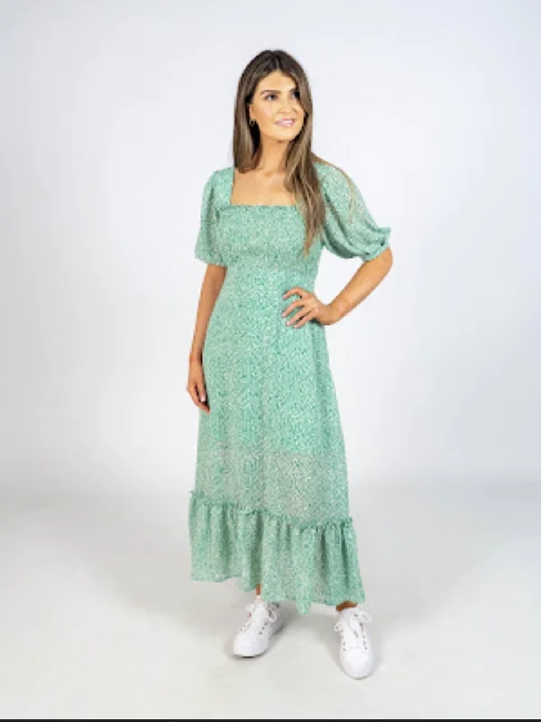 Floral Print Women Sweater for a Feminine AppealTraffic People Talmanca Green Maxi Dress