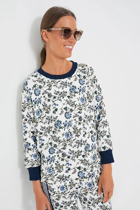 Open - Front Women Sweater for Easy LayeringWhite Wildflower Maggie Pullover