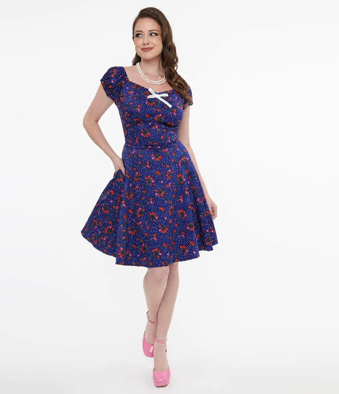 Ruffled Women Dress with Multiple Layers for a Playful and Girly Style1950s Collectif Blue & Mixed Berries Print Dolores Mini Dress