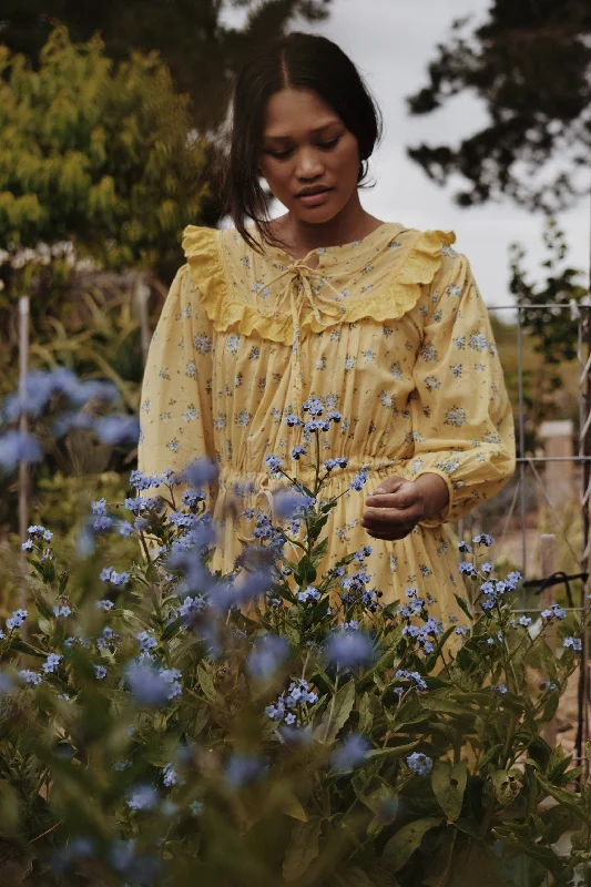 Halter Neck Women Dress to Show Off the Shoulders and Neckline100% RECYCLED COTTON - ABERDEEN LEMON FLORAL DRESS