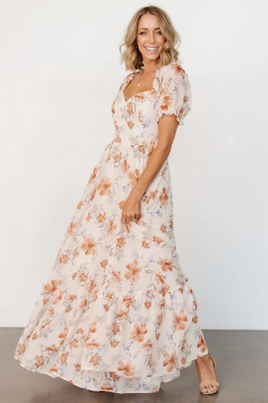 Mini Women Dress with a Short Hem for a Young and Trendy StyleAberdeen Sweetheart Maxi Dress | Cream Floral